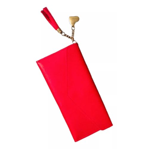 Carteira Feminina Envelope Com Zíper E Pingente Original Vermeho