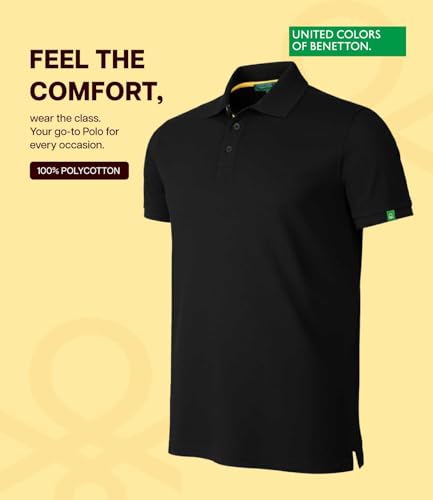 Image of United Colors of Benetton Shirt for Men | Tees for Man | Half Sleeves Plain Stylish Regular Fit Polo | Collar Tshirt | T-Shirt | Stylish Mens Tshirt