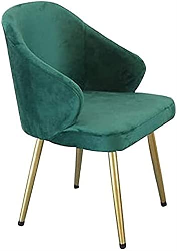 SJIALEN Modern Velvet Dining Chair, with Metal Legs Velvet Backrests Seat Lounge Chair Living Room Bedroom Kitchen Dining Chairs Kitchen Chair (Color : Green, Size : 46x46x82cm)