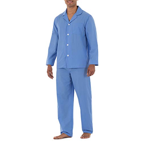 Image of Fruit of the Loom Men's Long Sleeve Broadcloth Pajama Set