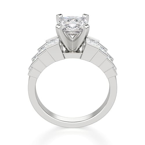 1 CT Cushion Cut Colorless Moissanite Engagement Ring Staircase Princess Diamond Wedding Ring For Women Unique Four Prong Set 925 Sterling Silver Solid 10K/14K/18K White Gold Ring Gift For Her3