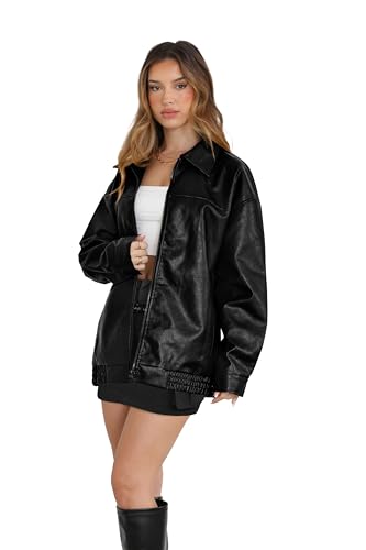 WIHOLL Womens Leather Jackets Faux Suede Oversized Fall Motorcycle Coats Fashion Winter Outfits Clothes Y2k Tops4