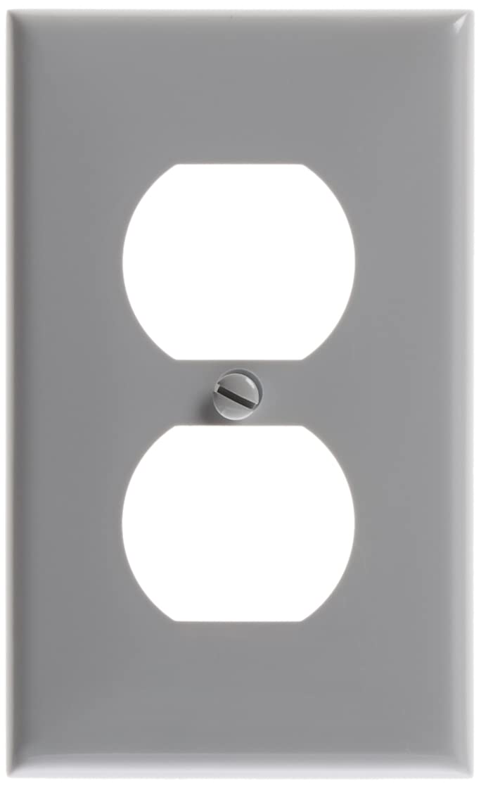 Leviton 1-Gang Duplex Device Receptacle Wallplate, Standard Size, Thermoplastic Nylon, Device Mount, 80703-GY, Gray