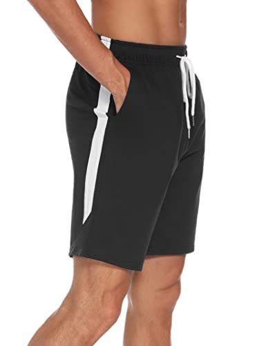 Ticioeke Pantalones Cortos de Algodón Hombre Pantalones Cortos Hombre Deporte Bermudas Hombre Verano Elástico Secado Rápido Transpirable para Fútbol Playa Correr Jogging Fitness NegroM Cover