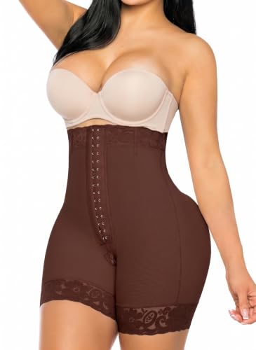 Image of YIANNA Tummy Control Shapewear for Women Strapless Fajas Colombianas Body Shaper Shorts Butt Lifter with Zipper Crotch