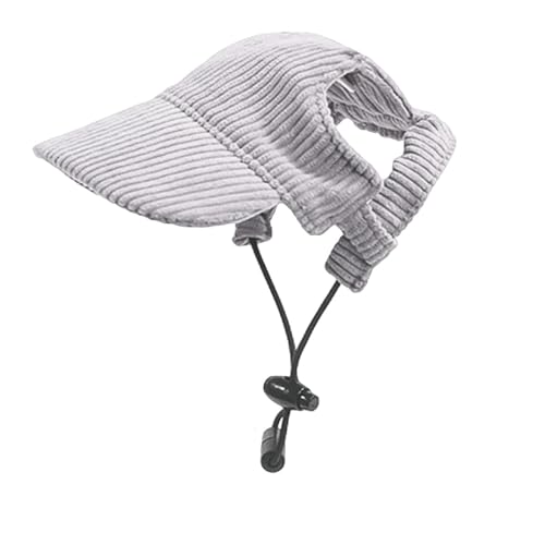 Hunde Baseballmütze, Verstellbar Sommer Sonnenschutz Hut Sonnenhüte mit Ohrlöchern, Haustier Sommer Hut für Welpen Hunde Mütze (Grau, M)