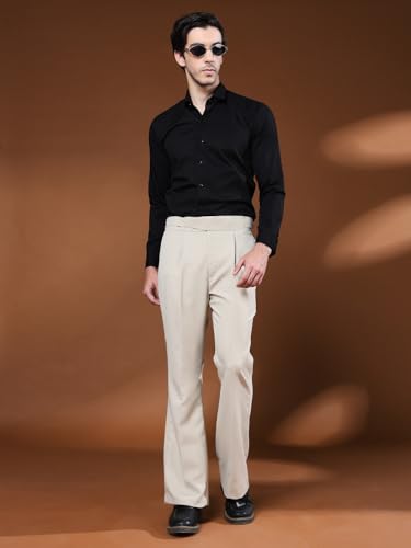 Image of Gurkha Pants for Men | Trouser for Men | Formal Pant | Classic Button | Bell Button High Waist Pleated Casual Trousers | Flared Leg Pants for Office Smart Casual Travel Party
