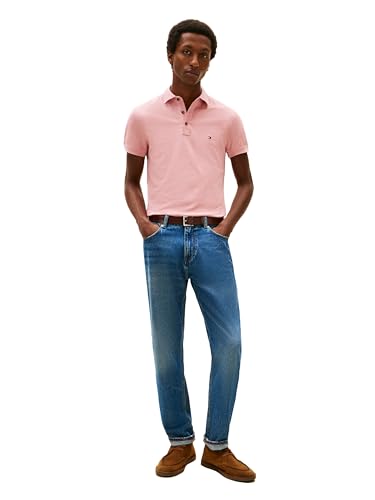 Image of Tommy Hilfiger Men's Short Sleeve Polo Shirts in Slim Fit with Stretch and Organic Pique Cotton