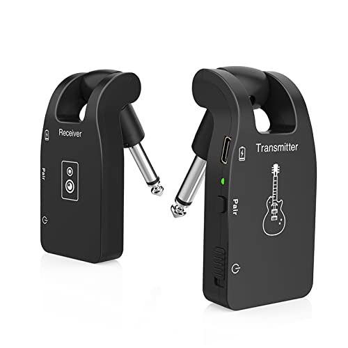 HUIOP - Sistema de guitarra inalámbrico de 2,4 G recargable 6 canales transceptor de audio para guitarra eléctrica baja,Receptor transmisor de guitarra eléctrica