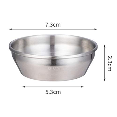2 peças de pratos de molho de aço inoxidável da Hemoton, pratos redondos para temperos de sushi, pir