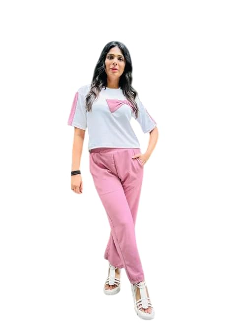 AMEEHA Women’s Casual Two-Piece Loungewear Set – Comfortable T-Shirt & Jogger Pants for Everyday Wear