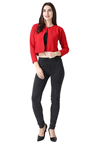 Image of Kemy Women Solid Button Crop Shrug
