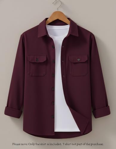 Image of Men's Black Casual Shirt, Long Sleeve, Dual Chest Pockets, Button-Down Collar