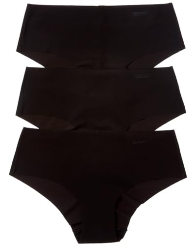 DKNY Women's Litewear Cut Anywhere Hipster Panties 3 Pack Multipack, Black/Black/Black, Medium