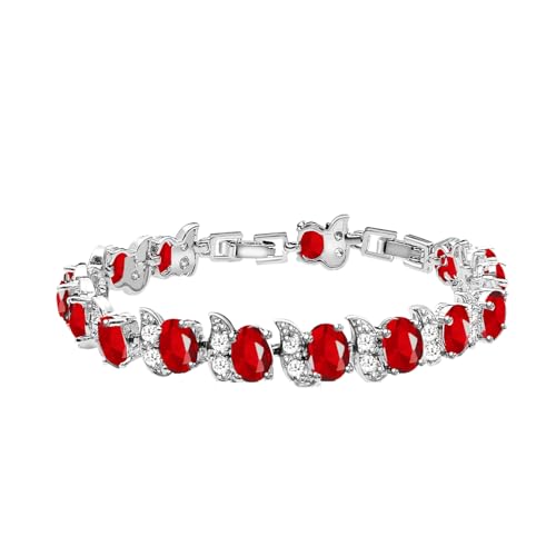 Image of LMXXVJ Fashion Tennis Bracelet Created Emerald White Gold Plated Charm Bracelet Gifts Jewelry for Women