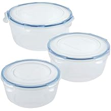 LocknLock Easy Essentials Food Storage lids/Airtight containers/Stackable, BPA Free, 6 Piece, Clear