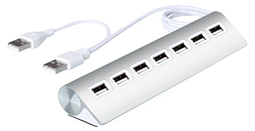 Cateck Premium 7-Port Aluminum USB Hub with 2-Foot Shielded Powered Y-Cable for iMac, MacBooks, PCs and Laptops