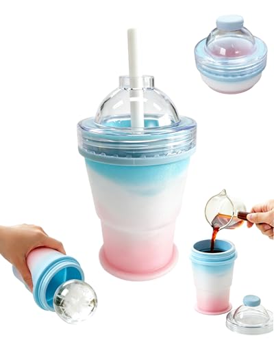 JODUY 2-in-1 Collapsible Silicone Tumbler & Ice Ball Maker with Straw - image 1