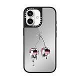 CASETiFY メタル グレーズ iPhone 16 ケース [傷つけ防止/鏡面(スマホカバー) / MagSafe対応] - Melting Colored Cherry - シルバー (ブラックバンパー)