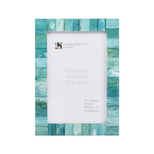 Handicrafts Home Picture Photo Frame Chic Wooden Moroccan Inspired Natural Standing Frames 4X6 Inch Green - Christmas Gifts