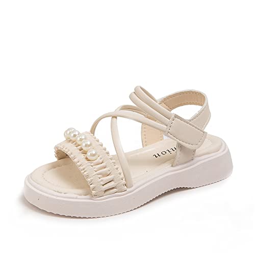 Big Kids Girl Sandals Summer Pearl Roman Shoes Flat Bottomed Non Slip Daily With Dress Shoes Youth Slides