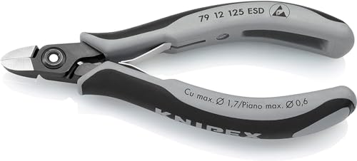 KNIPEX Precyzyjne szczypce tnące boczne dla elektroników ESD z osłonkami wielokomponentowymi 125 mm, 79 12 125 ESD