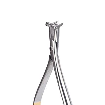 Dental Distal End Bending Plier Orthodontic NiTi Bender Forceps, Orthodontic Arch Wire Cinch Back Plier Hammerhead with Serrated for Dentist, Dental Students