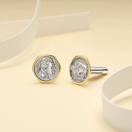Venacoly Sterling Silver Ancient Coin Embossment Cufflinks Accesorries Jewelry Gift For Men Husband Father #TOP2