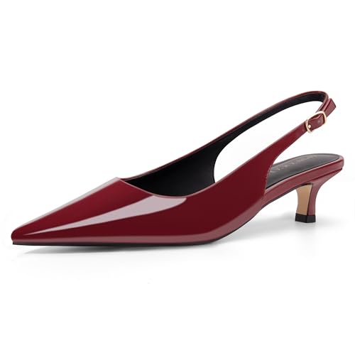 Image of AprCoco Women's Kitten Heels Slingback Pointed Closed Toe Ankle Strap Elegant Women Pumps Shoes for Dating Wedding