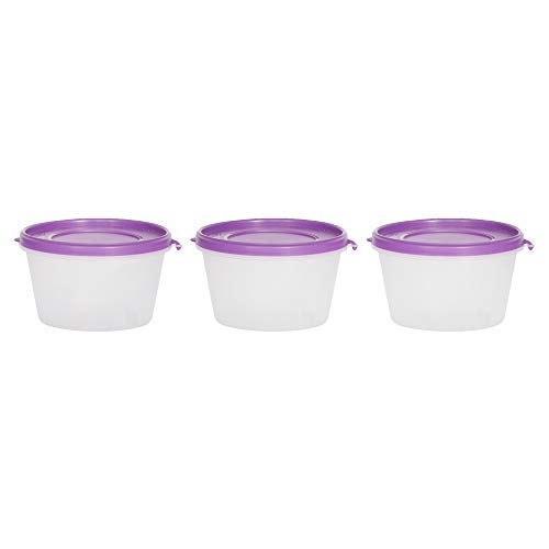 Image of Cutting EDGE Nesterware 750ml Stackable Food Container (Set of 3, Purple) | BPA-free plastic, stackable design, leak-proof, kitchen storage, pantry, fridge, meal prep, reusable, travel use