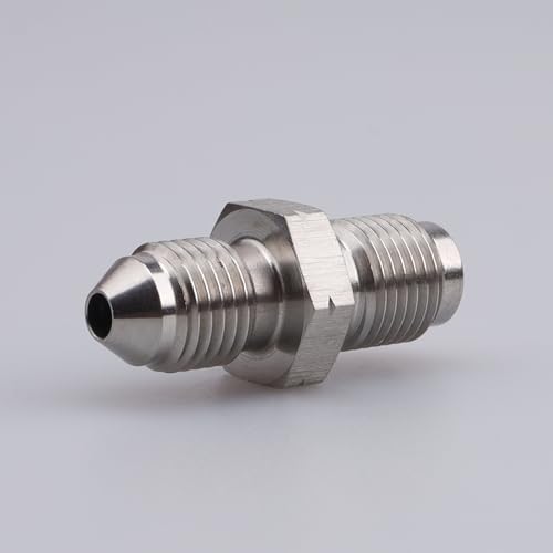 Image of AN-3 AN3 JIC Flare to M10x1.0 Inverted Seat Stainless Steel Straight Male 3 /8-24 Thread Flare Brake Line Union Tube Hose Fitting Adapter | Brake master cylinder adapter, stainless steel