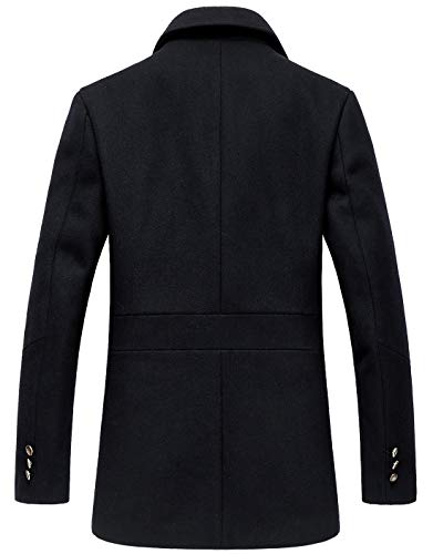 image for chouyatou Men's Classic Notched Collar Double Breasted Wool Blend Pea 