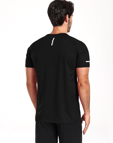 Neleus Men'S 3 Pack Athletic Shirt Dry Fit Gym Workout Running Shirts Moisture Wicking,5016,Black/Grey/Olive Green,L thumb #6