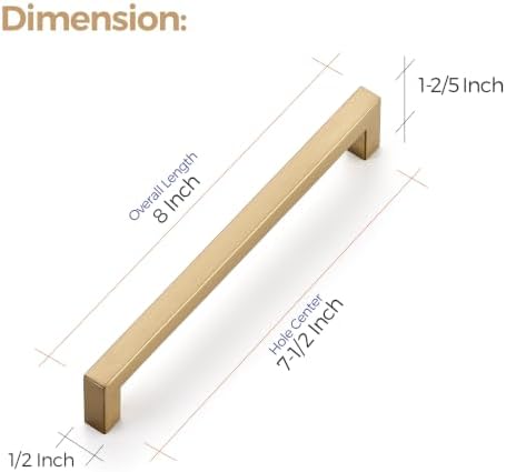 Ravinte Champagne Bronze Kitchen Square Cabinet Handles 7-1/2 Inch 15 Pack - 2