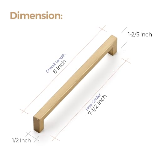 Image of Ravinte Champagne Bronze Kitchen Square Cabinet Handles 7-1 /2 Inch 30 Pack | Stainless Steel, Smooth Pulls Feel, Square Bar Grip, Kitchen Cabinet DIY, For Cupboards, Drawers, Dressers, Cabinets