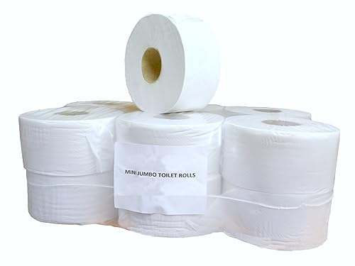 6 Rolls x Mini Jumbo Toilet Tissue Paper - 150m | Soft 2Ply White Toilet Paper Quick Dissolving Absorbent Tissue Rolls | Home and Commercial Use