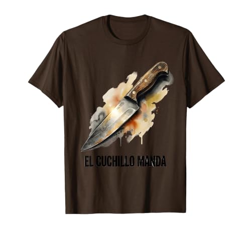 El Cuchillo Manda Chef Kitchen Humor Design T-Shirt, Men, Brown, X-Large