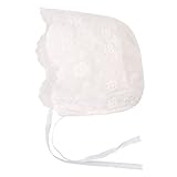 Cute Baby Lace Hat Infant Baby Girls Bonnet Newborn Christening Cap Summer Sun Hats for Girls (White-A, M)