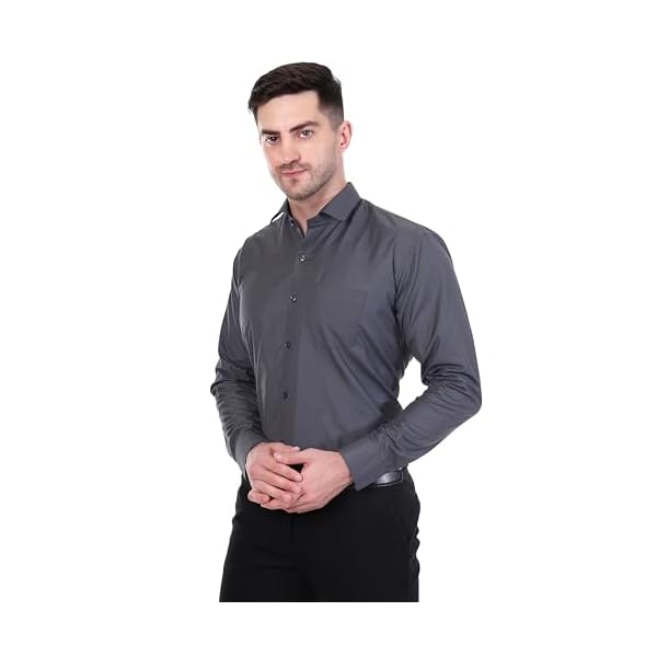 Sparrow Outfit Men’s Cotton Blend Regular Fit Shirt | Casual Wear Formal Shirts for Men and Boys | Spread Collar Long Sleeve Button Down Shirt for Office Parties Special Occasions (Graphic Charcoal)