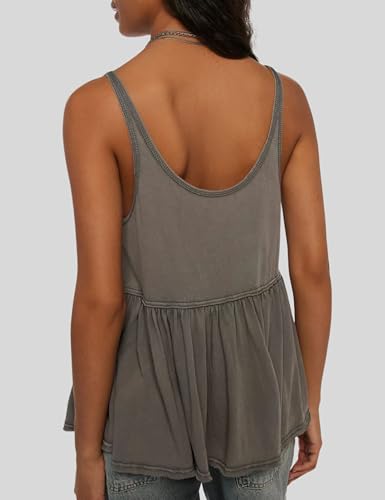 InterNos Women's Summer Flowy Tank Tops Sleeveless Strap Ruffle Shirts Babydoll Tunic Tank Peplum Tops4