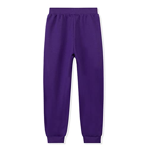 Kid Nation Kids Sweatpants Unisex Soft Brushed Fleece Casual Pull On Jogger With Pockets For Boys Or Girls Size 5 6 Purple 02 #TOP1