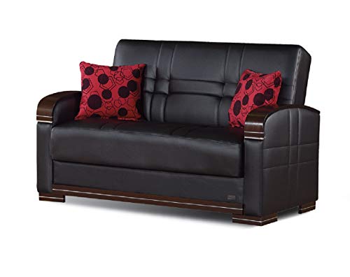 BEYAN Bronx Collection Living Room Convertible Loveseat with Storage Space, Includes 2 Pillows