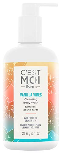 C'est Moi Vanilla Vibes Cleansing Body Wash | Lightly Foaming Formula made with Aloe, Calendula, Cucumber Extract and Avocado Oil, Gentle Cleanser, Hydrating, Refreshing, Clearing, 10 fl oz.