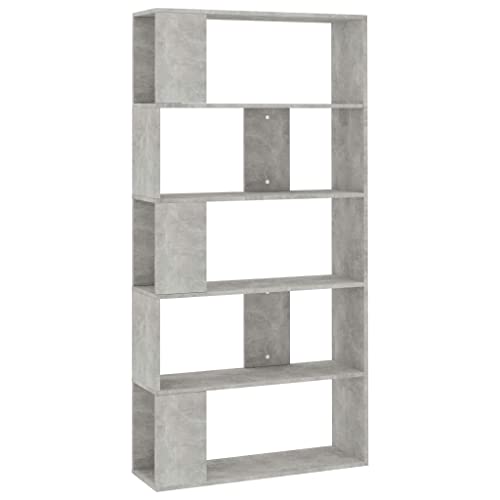 vidaXL Estantería/Divisor Espacio Contrachapada Casa Hogar Decoración Diseño Estilo Bricolaje Mobiliario Muebles Sala Salón 80x24x159 cm Gris Hormigón
