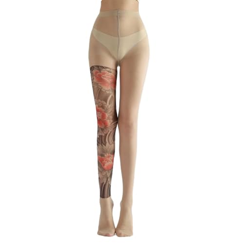 GSJDKN 3D Transparente Strumpfhose Glänzende Strumpfhose mit Tattoo-Print Unisex-Strümpfe Rutschfeste Seidenstrumpfhose, nahtlos Damen-Strumpfhose,...