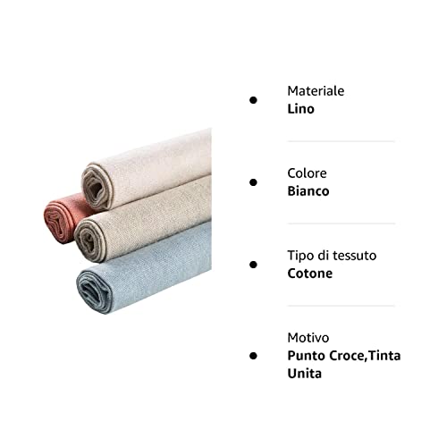 Tessuto da ricamo, 4 pezzi, 4 colori in lino