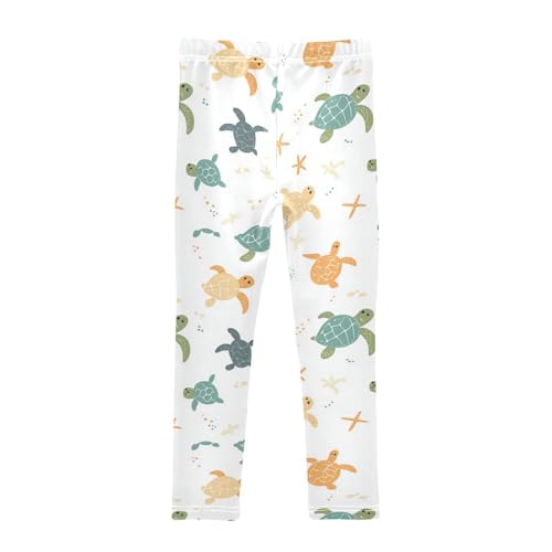 Cute Turtles Girls' Leggings Toddler Doodles Star Kids Yoga Pants Dance Active Tights 4T2