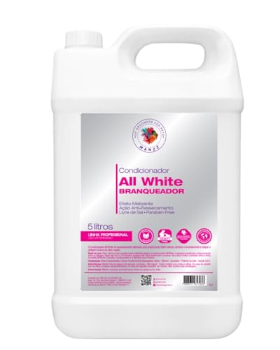 Manzz All White Professional Conditioner 5L | Hydration and Shine for Light-Colored Coats | Easy Detangling and Silky Touch | Vegan and Cruelty-Free