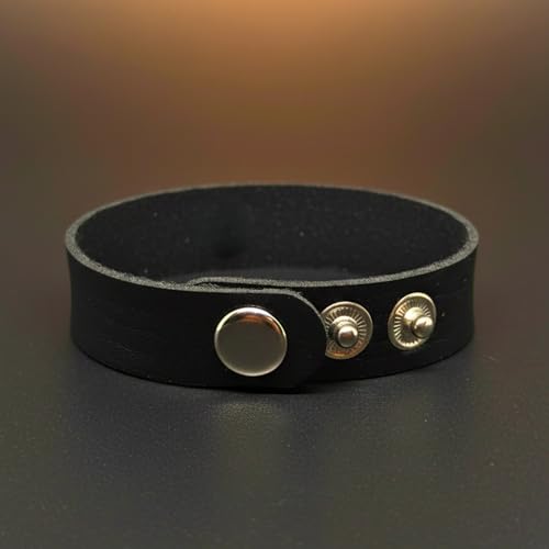 Image of THE MEN THING BLAZEFIT STRAP - 18mm Genuine Leather Bracelet with Stainless Steel Stud Button Closure for Men & Boys (6.6 /7.1 /7.6 inch)