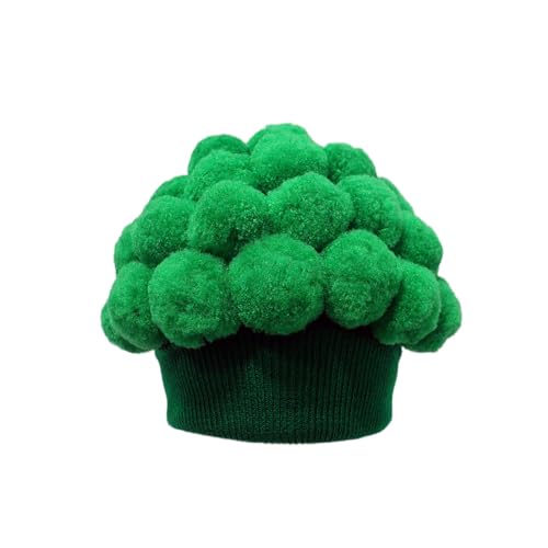 WYLZLKX Chapeau tricoté amusant de chou-fleur pour Halloween, fête, festival, chapeau fantaisie pour femme, chapeau de farce, chapeau de costume de blague, couvre-chef. Vert